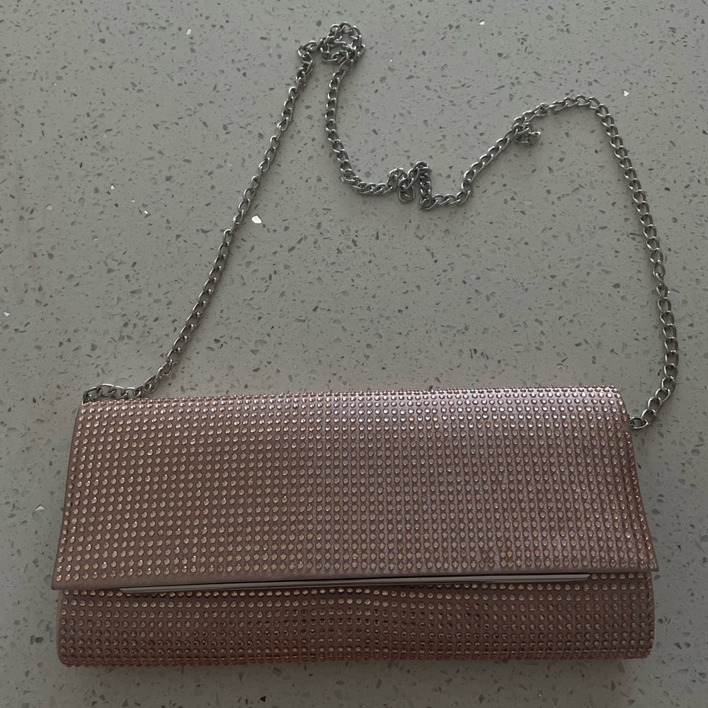 Pink blitzy bedazzled bag with chain strap